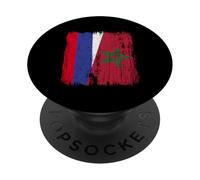 Rusia Marruecos Media Bandera Rusa Marroquí Heritage Jersey PopSockets PopGrip Adhesivo
