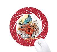 Rusia Moscú Saint Basil 's Cathedral Wheel mouse pad de goma roja redonda