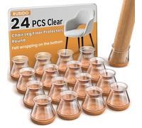 RUSIDO 24 Piezas Protector Patas Sillas Transparente, Fieltro Sillas Patas Silicona, Protectores Redondos para Patas de Silla,Aptos para Patas Rectas e Inclinadas, Antirrayaduras(L Fit: 30-40mm)