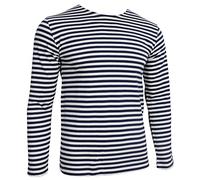 Ruso azul marino Telnyashka Camiseta de mangas largas diseño a rayas azul marino negro negro X-Small