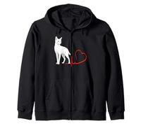 Ruso Blanco Gato Latido del Corazón Gato Mamá Papá Amante Sudadera con Capucha