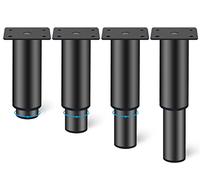 Rusoz 4 Piezas Patas para Muebles Regulables,Patas Mesa 120 mm Alto Patas Somier Aleación de Aluminio Redondo Plata Mate Altura Ajustable 0-80 mm con Tornillos para Sofás & Armarios