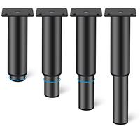 Rusoz 4 Piezas Patas para Muebles Regulables,Patas Mesa 180 mm Alto Patas Somier Aleación de Aluminio Redondo Plata Mate Altura Ajustable 0-140 mm con Tornillos para Sofás & Armarios