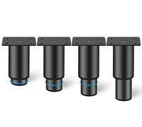 Rusoz 4 Piezas Patas para Muebles Regulables,Patas Mesa 80 mm Alto Patas Somier Aleación de Aluminio Redondo Plata Mate Altura Ajustable 0-40 mm con Tornillos para Sofás & Armarios