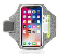 Rusoz Brazalete Móvil Running para Teléfonos hasta 6.8 Pulgadas, Ajustable, Antideslizante, Impermeable, Cinturón Deportivo para Correr/Gimnasio - Gris