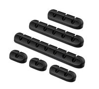 Rusoz Clips De Cable Adhesivos,6 Piezas Sujeta Cables Adhesivo Silicona Negro Organizador Cables Escritorio con adhesivo 3M Para Gestión De Cables En Oficinas De Automoción