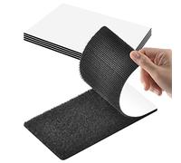 Rusoz Hook Y Loop Adhesivo Extrafuerte,4 Pares Gancho Y Cinta De Lazo Negro Nylon Cinta Adhesiva Doble Cara Impermeable 20cm×10cm Rectángulo Para DIY Cortinas Y Marcos para Cuadros