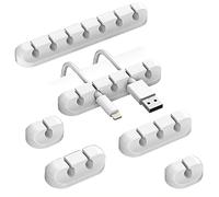 Rusoz Organizador De Cables,6 Piezas Clips De Cable Autoadhesivo Blanco Silicona Soporte Cables Escritorio con adhesivo 3M Para Ordenar Cables De Exteriores En Oficinas De Automoción