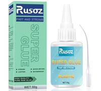 Rusoz Pegamento Plastico 50g Superglue Para Plástico Secado Rápido Pegamento Liquido Instantáneo Para Plástico, Metal, Vidrio, Acrílico, PVC, Madera, Bricolaje, Transparente