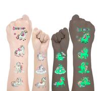 Rusoz Unicornio Tatuajes Temporales Niñas, 10 Hojas Luminoso Tatoos Temporales Niños Impermeables Tatoos Infantiles Calcamonias Tatuajes Piñata Cumpleaños Infantil Regalos Cumpleaños Niños Colegio