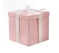 RUSPEPA Caja De Regalo De Cumpleaños Mediana Con Tapas, Cinta Y Papel De Seda, Caja De Regalo Plegable - 1 Pieza, 23 X 23 X 23 cm, Rosa