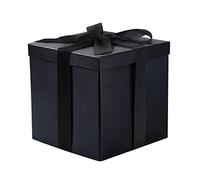 RUSPEPA Caja De Regalo De Cumpleaños Mediana Con Tapas, Cinta Y Papel De Seda, Caja De Regalo Plegable - 1 Pieza, 23 X 23 X 23 cm, Negro
