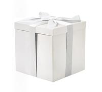 RUSPEPA Caja de Regalo de Cumpleaños Mediana con Tapas, Cinta y Papel de Seda, Caja de Regalo Plegable - 1 Unidad, 25,4 x 25,4 x 25,4 cm, Blanco