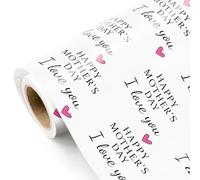 RUSPEPA Papel de Envolver para Día de la Madre - Rollo Pequeño - 43,2 cm x 5 m - Diseño con "¡Feliz Día de la Madre Te Quiero" Perfecto para Fiestas y Celebraciones