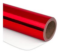 RUSPEPA Papel de Regalo Rojo Metálico - Mini Rollo - Papel de Color Sólido Perfecto para Bodas, Cumpleaños, Navidad, Fiesta para Dar La Bienvenida a Los Bebés - 44 cm X 10 m