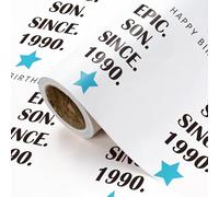 RUSPEPA Rollo De Papel De Regalo De Cumpleaños Para Hijo - Mini Rollo - 43,2 Cm X 5 M - Letras De Epic Son Since 1990 Con Diseño De Estrella Azul
