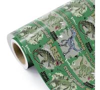 RUSPEPA Rollo de papel de regalo de dinosaurios - 43,2cm x 3m - Papel de regalo de cumpleaños con dinosaurio T-Rex rugiente, perfecto para cumpleaños infantiles, fiestas de dinosaurios y baby showers.