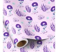 RUSPEPA Rollo De Papel De Regalo Para 9.º Cumpleaños, Mini Rollo, Cola De Sirena Morada Con El Número 9 Y Texto "Make A Splash" Para Niñas, Fiesta De Cumpleaños Infantil, 43,2 Cm X 5 M