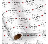 RUSPEPA Rollo Mini de Papel de Regalo Divertido de Graduación - Texto en Negro “I'm So F*cking Proud of You” con Corazón Rojo, Estímulo para Graduados de Último Año, 43,2 cm x 5 m
