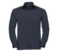 Russel Collection Camisa de manga larga de popelina para hombre (BC1027)