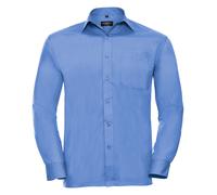 Russell 934M Hombre Negro Gris Azul Blanco Manga Larga Fácil Care Popelina Shirt