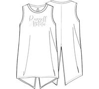 Russell Athletic Scripted-Split Back Long Tank Camiseta sin Mangas, Blanco, M Mujeres