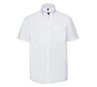 Russell Colección 957M Planchado Fácil Algodón Botón Manga Corta Cuello Camisa