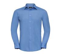 Russell Collection Camisa de Popelina de Manga Larga para Hombre (PC5725)