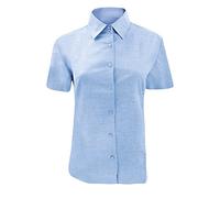 Russell Collection- Camisa de Tejido Oxford de fácil Cuidado y Manga Corta para Mujer (XS) (Azul Oxoford)