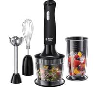 Russell Hobbs Batidora de Mano Matte Black - Batidora 3 en 1, Picadora, Varillas Batidoras, Cuchillas Acero Inoxidable, Vaso de 0,5L, 2 Velocidades, Función Pulse, Negro - 24702-56