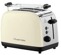 Russell Hobbs Tostadora Colours Plus, 2 Ranuras Cortas y Anchas, Tostador para 2 Rebanadas, Bandeja Recogemigas, Calientapanecillos, Función Cancelar y Descongelar, Acero Inoxidable, Crema, 26551-56