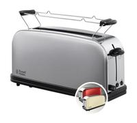 Russell Hobbs Tostadora [ranura ancha para 2 rebanadas / 1 rebanada grande de pan] acero inoxidable Adventure (soporte para panecillos, 6 niveles de tueste + función de descongelado, 1000 W) 21396-56