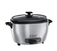 Russell Hobbs Arrocera Maxicook - Capacidad 5 litros, 14 Tazas, Bandeja para Cocinar al Vapor, Función Mantener el Calor, Recipiente Antiadherente, Espátula, Vaso Medidor, Inox., 1000 W - 23570-56