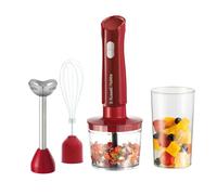 Russell Hobbs Batidora de mano [3 en 1] Desire Red (Triturar, Batir y Picar, Recipiente 500 ml + Vaso 600 ml, Acero inoxidable, 2 Velocidades + Pulso, Sin BPA, Accesorios Aptos Lavavajillas) 27142-56