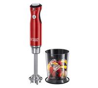 Russell Hobbs Batidora de Mano Retro - Cuchillas Acero Inoxidable, Vaso de 1L, 2 Velocidades, Piezas Lavables en Lavavajillas, sin BPA, Diseño Retro, Asa Ergonómica de Tacto Suave, Rojo - 25230-56