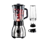 Russell Hobbs - Batidora de Vaso 2 en 1 (Jarra de Cristal, Vaso Smoothies, 600 W, Inox, Gris Plata), 23821-56