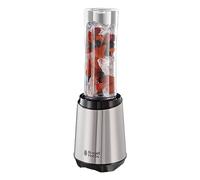 Russell Hobbs Batidora de Vaso Individual Mix & Go, Batidora Smoothie, Mini Batidora para Zumos, Batidos, Gazpachos, Vaso de 600 ml, Tapa, sin BPA, Pies Antideslizantes, Acero Inoxidable, 23472-56