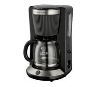 Russell Hobbs Cafetera de Goteo [1,25L, 1100W] Brontë Matte Black (Jarra de vidrio, 10-15 tazas, WhirlTech, Mantiene calor, Cuchara, Pausa para servir, Nivel agua, Luz indicadora, Negro) 26780-56