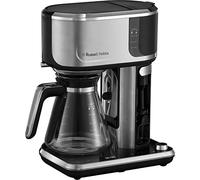 Russell Hobbs Cafetera de Goteo Attentiv, Jarra Cristal 1,25L, Filtro Extraíble, Táctil, Dispensación Automática, Vaporizador Leche, Cuchara Medidora, Programable, Acero Inoxidable, Plata - 26230-56