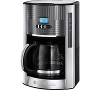 Russell Hobbs Cafetera de Goteo Geo Steel - 12 Tazas, Capacidad de 1,5L, Soporte de Filtro Extraíble, Selector de Intensidad del Café, Pantalla LCD, Programable, Acero Inoxidable, Gris - 25270-56