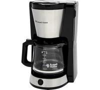 Russell Hobbs Cafetera de Goteo, jarra de vidrio de 1,25 l, 10 tazas, mantenimiento calor 40 min, función de pausa para servir, acero inoxidable cepillado, iluminación azul, Heaton 27400-56