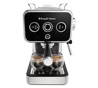Russell Hobbs Cafetera Espresso Distinctions Black - Presión 15 Bares, Café Molido o Cápsulas ESE, Calentador de Termobloque, Calientatazas, Varilla de Vapor Giratoria, Acero Inox., Negro - 26450-56
