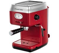 Russell Hobbs Cafetera Espresso Retro - Cafetera Vintage, Presión 15 Bares, Café Molido o Cápsulas ESE, Calentador de Termobloque, Calientatazas, Varilla de Vapor Giratoria, Rojo - 28250-56