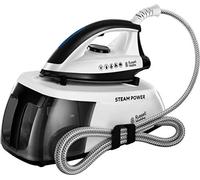 Russell Hobbs Centro de Planchado Steam Power-2400 W, Suela Acero Inoxidable, Presión 4,5 Bares, Depósito 1,3L, Antical, Golpe Vapor 110 g, Recogecable, Indicador Luminoso, Blanco y Negro - 24420-56