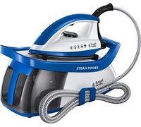 Russell Hobbs Centro de Planchado Steam Power - 2600 W, Suela Cerámica, Presión 4,5 Bares, Depósito 1,3L, Antical, Golpe Vapor 120 g, Recogecable, Indicador Luminoso, Blanco y Azul - 24430-56
