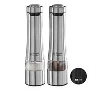 Russell Hobbs Classics - Molinillos de Pimienta y Sal Eléctricos (Sistema Molido Cerámico, Acero Inoxidable, Gris Plateado)