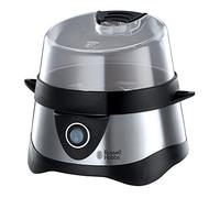 Russell Hobbs Cocedor de Huevos Cook@Home - Capacidad para Hervir 7 Huevos y Pochar 3 Huevos, Apagado Automático, Incluye Recipiente Medidor, Tapa Plástico, Acero Inoxidable - 14048-56