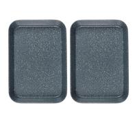 Russell Hobbs COMBO-8284 - Juego de 2 sartenes para asar profundas, antiadherentes, acero al carbono, bandeja lateral alta para carnes, verduras, molde grande para horno, tamaño familiar, colección