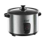 Russell Hobbs Arrocera Cook@Home - 1,8 litros, 10 Tazas, Bandeja para Cocinar al Vapor, Función Mantener el Calor, Recipiente Antiadherente, Acero Inoxidable, Tapa Vidrio, 700 W - 19750-56