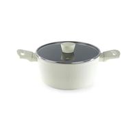 Russell Hobbs Côte Ceramic Olla de 24 cm - Revestimiento antiadherente sin PFAS, aluminio forjado, asas de tacto suave, tapa de vidrio y salida de vapor, compatible con inducción